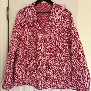 Pink and White Quilted Patterned Jacket